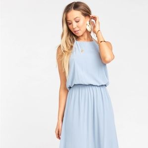 Show me your mumu heather halter dress steel blue